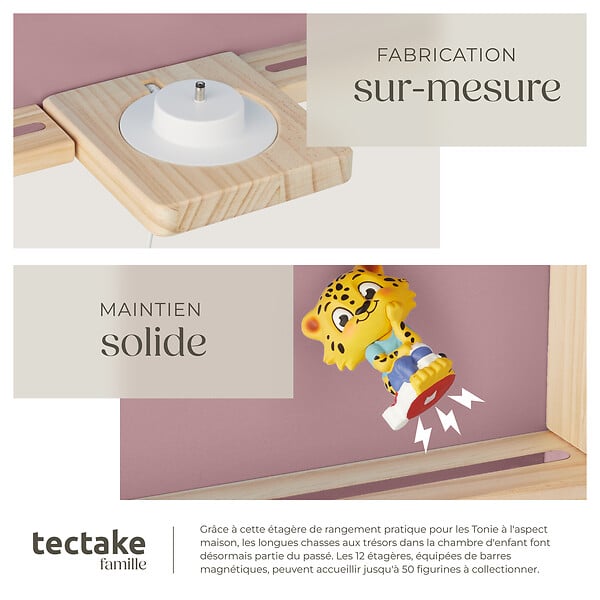 TECTAKE - Étagère murale Mylittle Story pour jusqu'à 50 Tonies rose - large