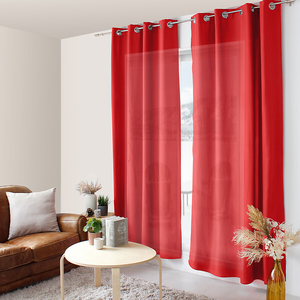 C MA DECO - Rideau en microfibre - Œillets - Rouge - 140x240cm - large