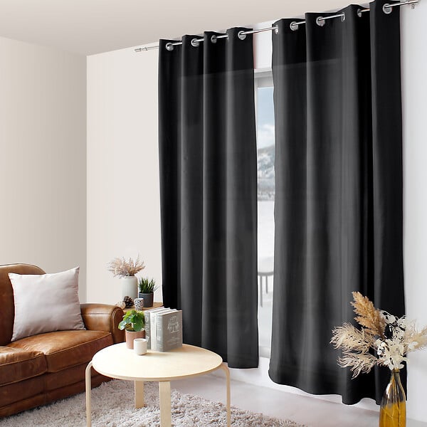 C MA DECO - Rideau en microfibre - Œillets - Noir - 140x240cm - large