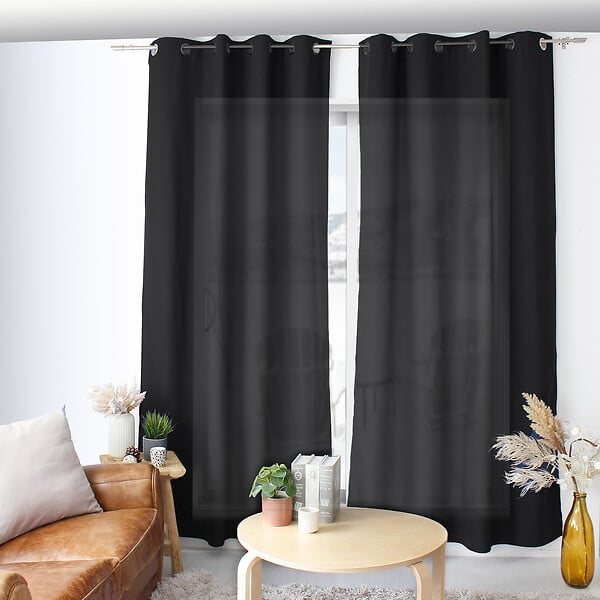 C MA DECO - Rideau en microfibre - Œillets - Noir - 140x240cm - large