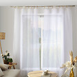 C MA DECO - Voilage NATURA - Aspect lin - 8 anneaux bois brut - vignette