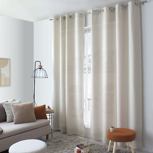 C MA DECO - Rideau en velours chenillé - Œillets - Ecru - 140x240cm - large