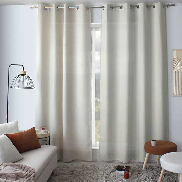 C MA DECO - Rideau en velours chenillé - Œillets - Ecru - 140x240cm - large