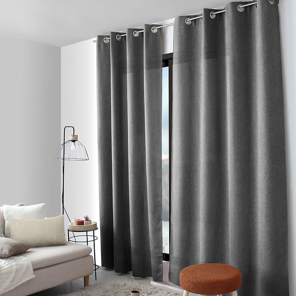 C MA DECO - Rideau chenillé velours - Gris foncé - L.140xH.240cm - large