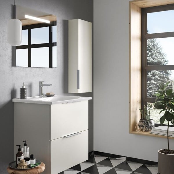 BURGBAD - Meuble vasque 60 cm Olena blanc brillant - large