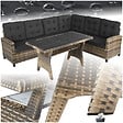 TECTAKE - 7 Places canapé de jardin lounge en rotin marron naturel salon rotin résine tressée stable rembourrage déperlant - vignette