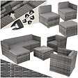 TECTAKE - Salon en rotin Lignano avec 2 fauteuils gris - vignette