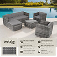 TECTAKE - Salon en rotin Lignano avec 2 fauteuils gris - vignette