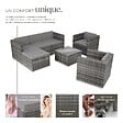 TECTAKE - Salon en rotin Lignano avec 2 fauteuils gris - vignette