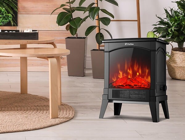 PURLINE - Cheminée électrique compacte sur pied 1500 W - large