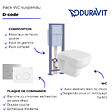 DURAVIT - Pack WC suspendu D-code avec abattant + bati support + Plaque de commande chromée - vignette