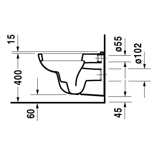 DURAVIT - Pack WC suspendu D-code avec abattant + bati support + Plaque de commande chromée - large