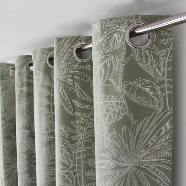 C MA DECO - Rideau en coton recyclé Lodge - Œillets - Olive - 140x240cm - large