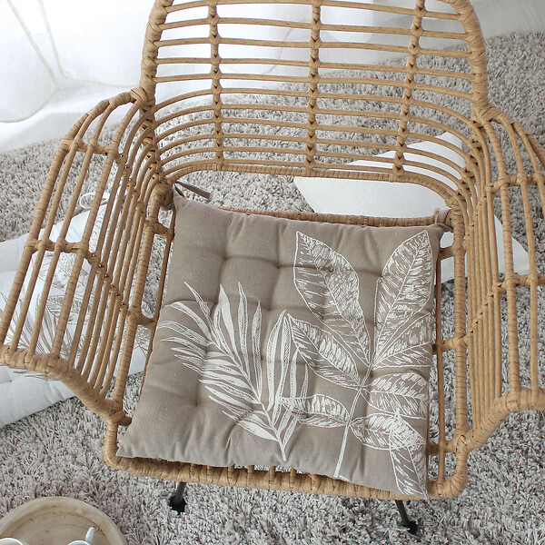 C MA DECO - Galette de chaise piquée NATURA - Coton recyclé - large