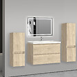 AICA SANITAIRE - Ensemble de meuble de salle de bain chêne clair 79cm+Vasque+Miroir+Colonne meuble salle de bain-Armoire de rangement-Meubles-lavabos - vignette