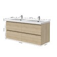 AICA SANITAIRE - Meuble de salle de bain avec double vasque chêne, 120 cm meuble chêne avec lavabo meuble à 4 tiroirs - vignette