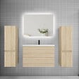 AICA SANITAIRE - Ensemble meuble de salle de bain et lavabo chêne (L.80cm) 2 tiroirs + meuble haut*2 + lavabo + miroir LED - vignette
