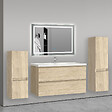 AICA SANITAIRE - Ensemble de meuble de salle de bain chêne clair 99cm+Vasque+Miroir+Colonne meuble salle de bain-Armoire de rangement-Meubles-lavabos - vignette