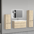 AICA SANITAIRE - Ensemble de meuble de salle de bain chêne clair 79.5cm+Vasque+Miroir+Colonne meuble salle de bain-Armoire de rangement-Meubles-lavabos - vignette