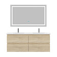 AICA SANITAIRE - Ensemble meuble de salle de bain 120cm, vasque céramique et LED miroir, chêne - vignette