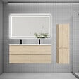 AICA SANITAIRE - AICA Ensemble meuble double vasque L.120cm 4 tiroirs + lavabo + LED miroir + colonne,chêne 1 - vignette