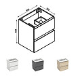 AICA SANITAIRE - Meuble salle de bain 2 tiroirs avec lavabo et miroir encadré–Chêne l.50 x W.38.5 x H.52 cm - vignette