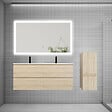 AICA SANITAIRE - AICA Ensemble meuble double vasque L.120cm 4 tiroirs + lavabo + LED miroir + colonne,chêne - vignette