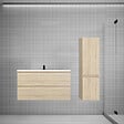 AICA SANITAIRE - AICA Ensemble meuble vasque L.99cm chêne 2 tiroirs + lavabo + colonne easy - vignette