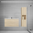 AICA SANITAIRE - AICA Ensemble meuble vasque L.99cm chêne 2 tiroirs + lavabo + colonne - vignette