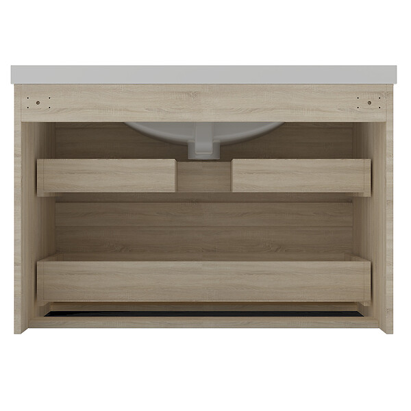 AICA SANITAIRE - AICA Meuble de salle de bain chêne 80cm, suspendu avec 2 tiroirs - large
