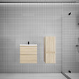 AICA SANITAIRE - AICA Ensemble meuble vasque L.50cm chêne 2 tiroirs + colonne + lavabo - vignette