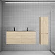 AICA SANITAIRE - AICA Ensemble meuble double vasque L.120cm chêne 4 tiroirs + lavabo + colonne easy - vignette
