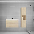 AICA SANITAIRE - AICA Ensemble meuble vasque L.79cm chêne 2 tiroirs + lavabo + colonne - vignette