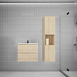 AICA SANITAIRE - AICA Ensemble meuble vasque L.60cm chêne 2 tiroirs + lavabo + colonne - vignette