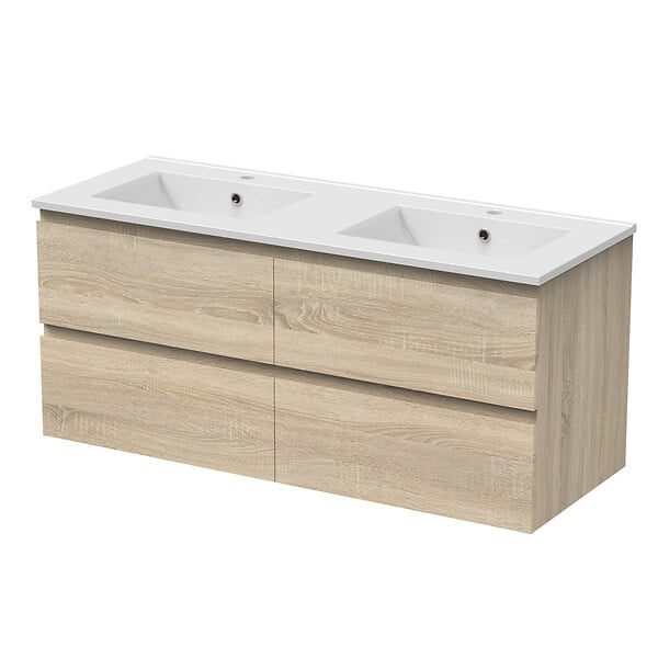 AICA SANITAIRE - AICA Meuble de salle de bain chêne 120cm, suspendu avec 4 tiroirs - large
