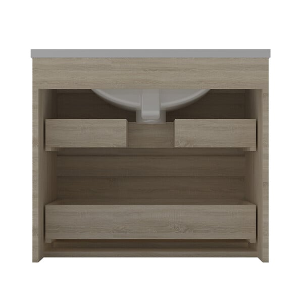 AICA SANITAIRE - AICA Meuble de salle de bain chêne 60cm, suspendu avec 2 tiroirs - large