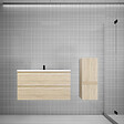 AICA SANITAIRE - AICA Ensemble meuble vasque L.99cm chêne 2 tiroirs + colonne + lavabo - vignette