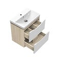 AICA SANITAIRE - AICA Meuble de salle de bain 50cm avec 2 tiroirs, suspendu Blanc + Chêne - vignette