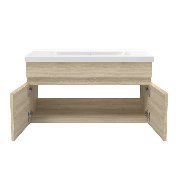 AICA SANITAIRE - AICA Meuble de salle de bain 80cm à double porte, suspendu, Chêne - large