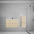 AICA SANITAIRE - AICA Ensemble meuble vasque L.79cm chêne 2 tiroirs + colonne + lavabo - vignette