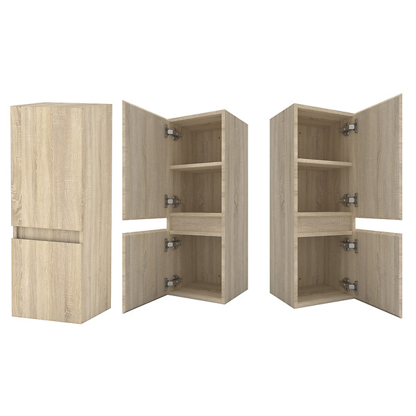AICA SANITAIRE - AICA Ensemble meuble vasque L.79cm chêne 2 tiroirs + colonne + lavabo - large