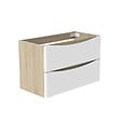 AICA SANITAIRE - AICA Meuble de salle de bain 80cm avec 2 tiroirs, suspendu Blanc + Chêne - vignette