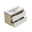 AICA SANITAIRE - AICA Meuble de salle de bain 80cm avec 2 tiroirs, suspendu Blanc + Chêne - vignette