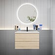 AICA SANITAIRE - AICA Ensemble meuble vasque L.79cm 2 tiroirs + lavabo + LED miroir rond 80cm,chêne - vignette