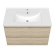 AICA SANITAIRE - AICA Ensemble meuble vasque L.79cm 2 tiroirs + lavabo + LED miroir rond 80cm,chêne - vignette