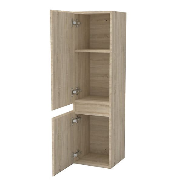 AICA SANITAIRE - AICA Ensemble meuble Chêne et vasque L.79cm 2 tiroirs + colonne haut + lavabo + miroir - large