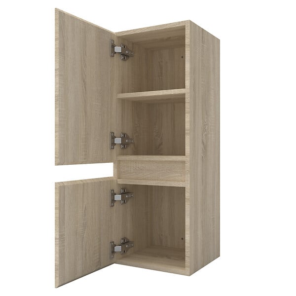 AICA SANITAIRE - AICA Ensemble meuble Chêne et vasque L.79cm 2 tiroirs + colonne + lavabo + miroir - large