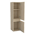 AICA SANITAIRE - AICA Ensemble meuble vasque L.60cm 2 tiroirs + lavabo + LED miroir rond 60cm + colonne,chêne easy - vignette