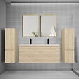 AICA SANITAIRE - Ensemble meuble de salle de bains 120cm vasque + colonne + miroir,chêne - vignette