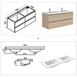 AICA SANITAIRE - Ensemble meuble de salle de bains 120cm vasque + colonne + miroir,chêne - vignette